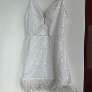 Sequin Feather Bodycon Dress, Never Worn